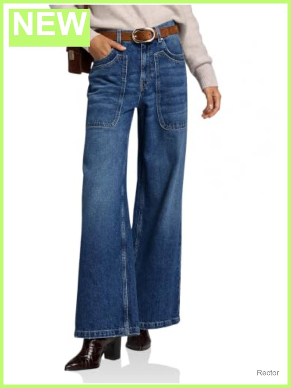 Wide Leg Flared High Waisted Stretch Denim Jeans Tummy Control Pants